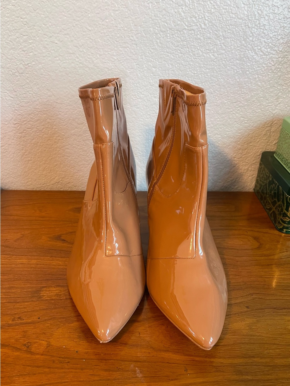 Torrid Women's Patent Pointed Toe Ankle Boots in Nude